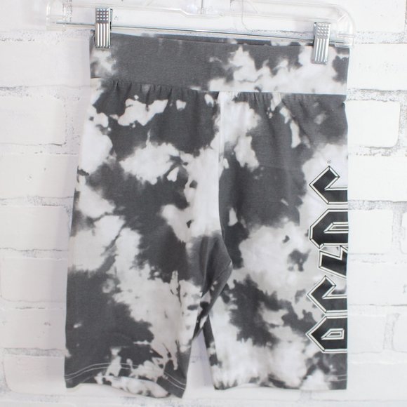 AC/DC | Shorts | Acdc Band Tie Dye Grey And White Biker Shorts | Poshmark